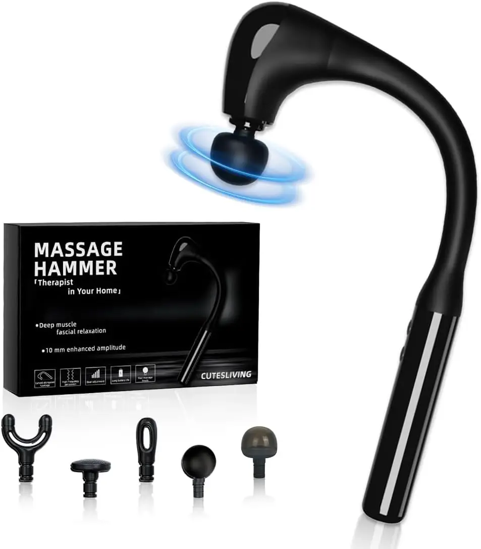 Powerful Massage Gun with Extended Handle, U-Shaped Back Massager for Pain Relief Deep Tissue Body Massager for Shoulder, Leg