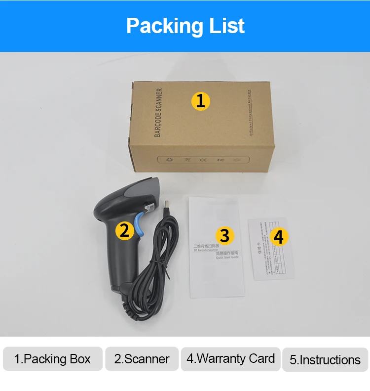 MSL-220 Supermarket USB Handheld Portable Wired Barcode Scanning Gun BT 1D/2D QR Bar Code Reader 1D 2D Laser Barcode Scanners