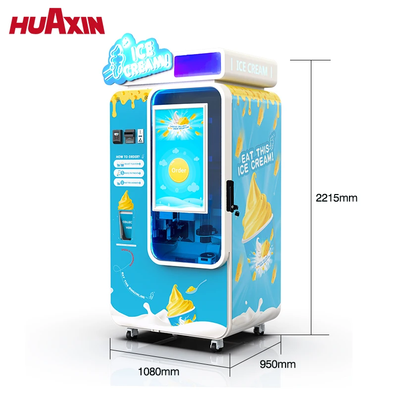 Efficient Customized Multi-taste Patented Automatic Self-service Ice Cream Vending Machine For Shop Restaurant Coffee shop