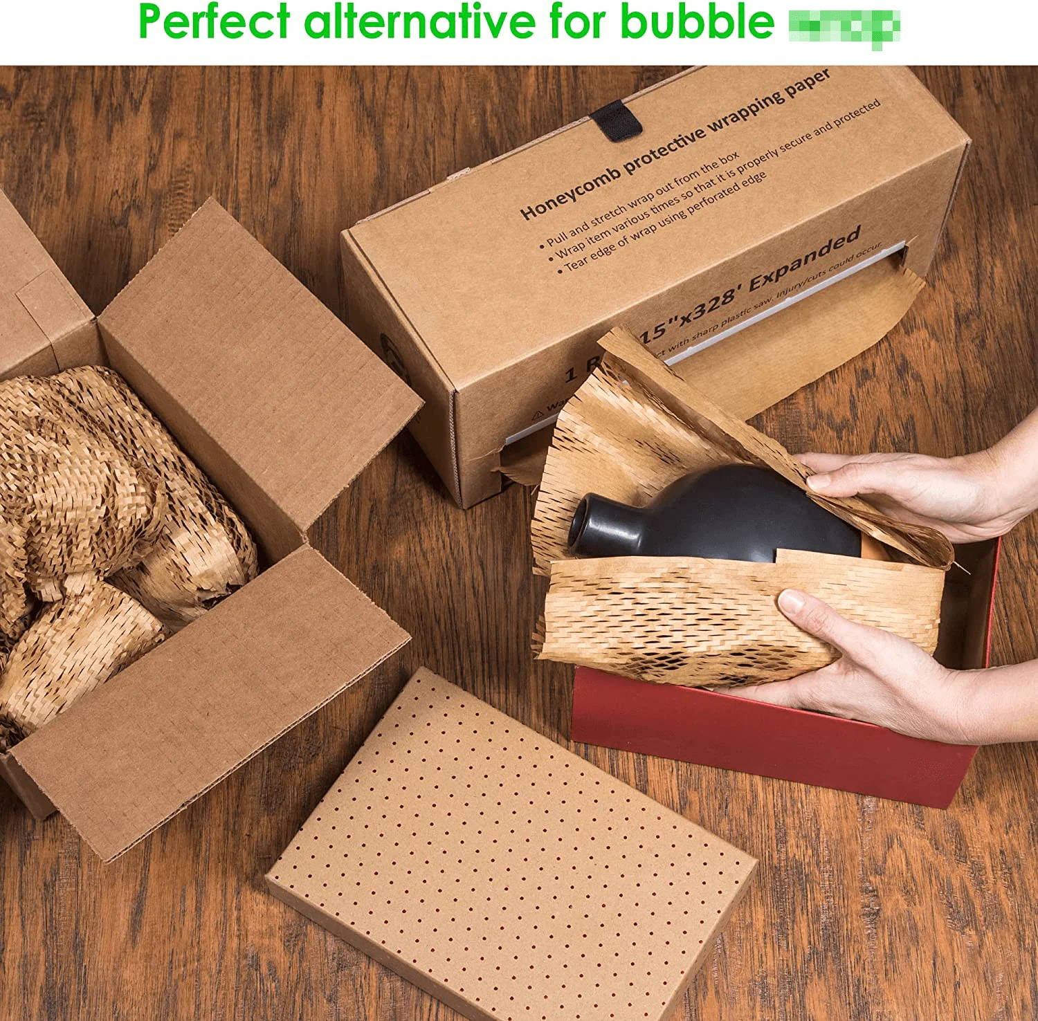 GDCX Shipping Protection Cushion Recyclable Brown Honeycomb Paper Kraft Packaging Dispenser