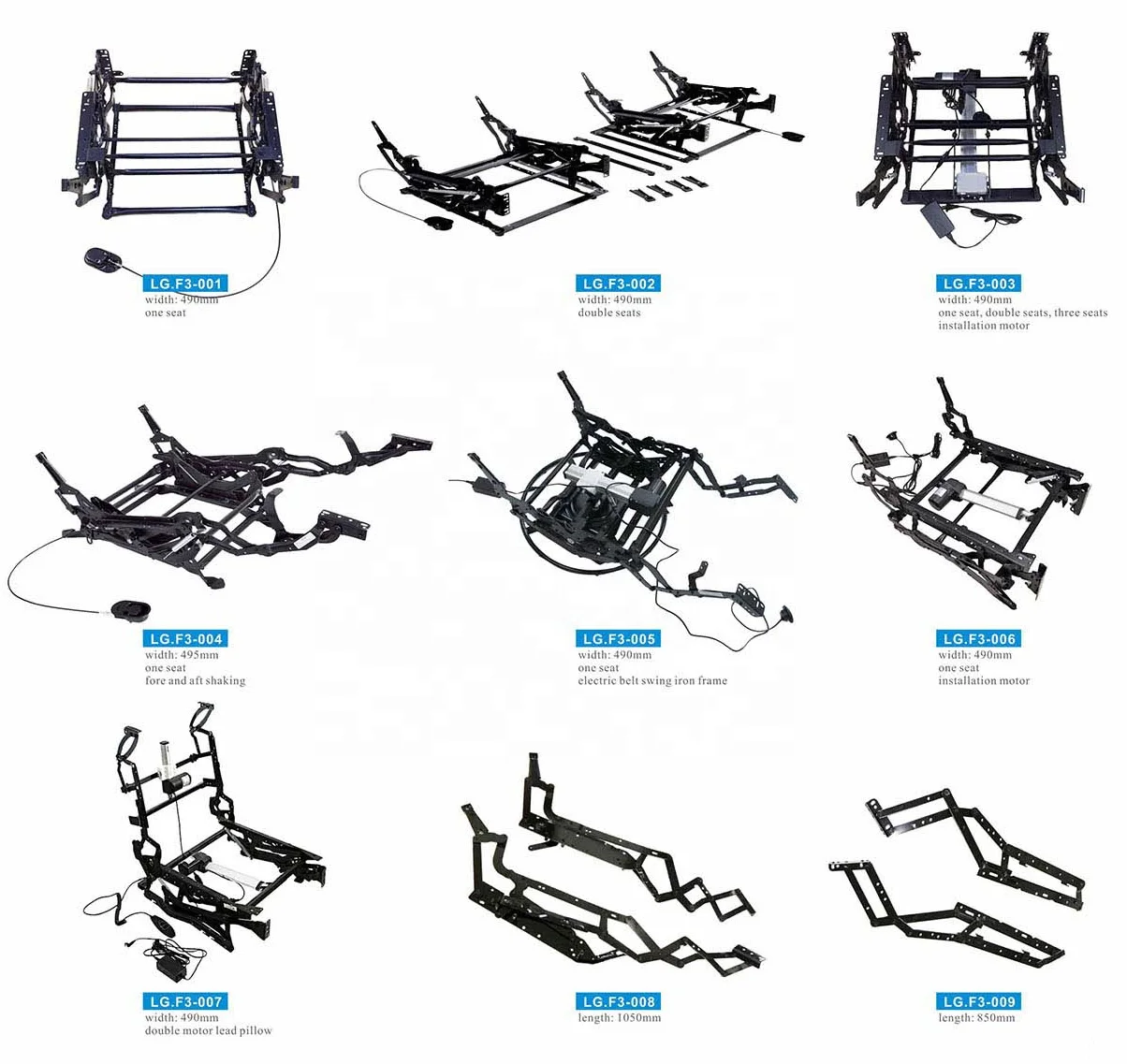 490 Width Double Motor Lead Pillow Upholstery Electric Recliner Mechanism Parts Chair Mechanism