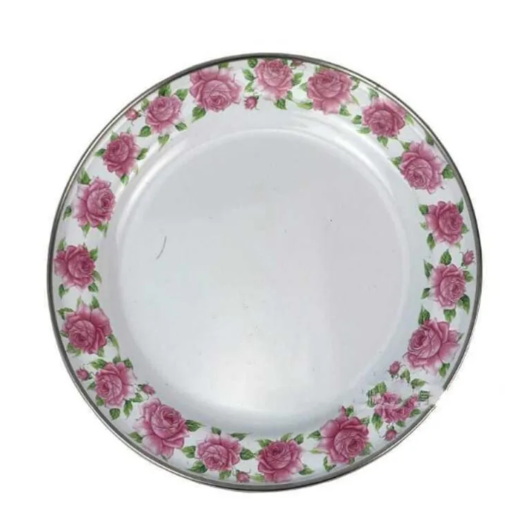 Factory wholesale Unbreakable Tableware Sets Metal Enamel Steel Plate Dishes For Food Round Enamel tray