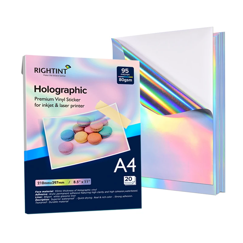 Premium Self Adhesive Holographic sticker paper A4 Size Free Decoration or Printing in Sheet