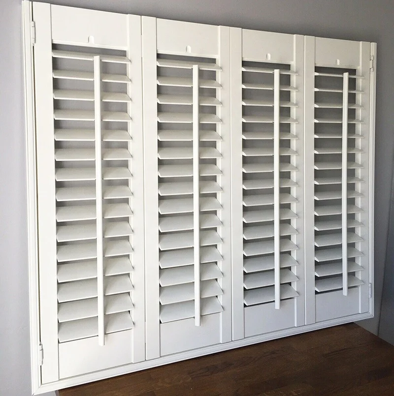 Factory Custom Interior Plantation Wood Window Shutters Automation Hidden Control