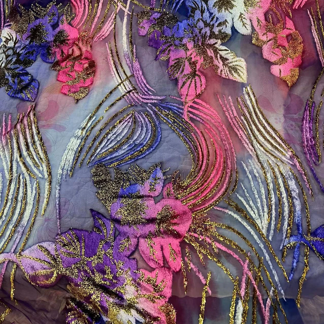 Ready to ship pure silk somali dirac set wedding burnout jacquard hand printing soft silk