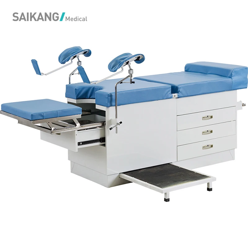 
A048 High Quality Multifunction Adjustable with Drawers Medical Equipment Manual Hospital Delivery Gynaecological Table 