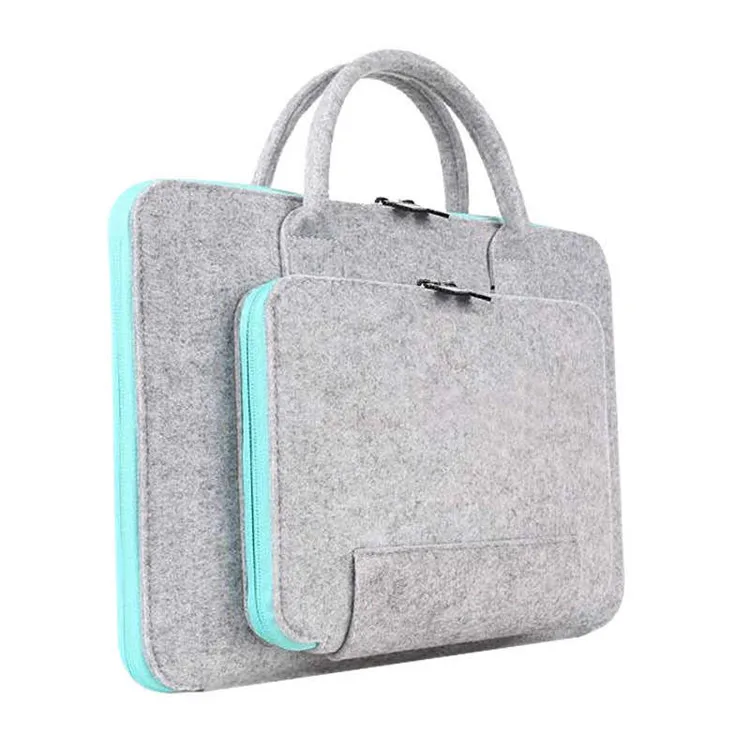  15.6 Inch Felt Laptop Sleeve Bag with Handle Notebook Computer Case Pouch Accessories Holder Opp + Carton