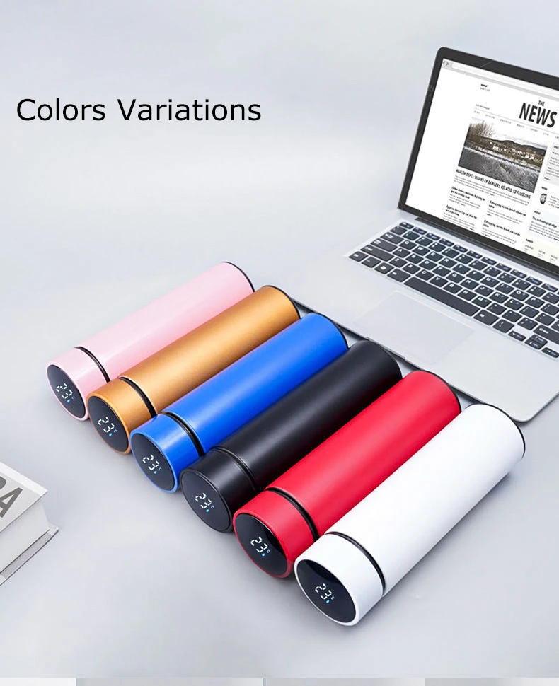 Stainless steel termo digital tumbler vacuum insulated temperature flask smart led thermo water bottle with temperature display