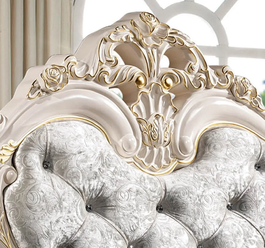 modern european solid wood bed Fashion Carved 1.8 m bed french bedroom furniture HC8801