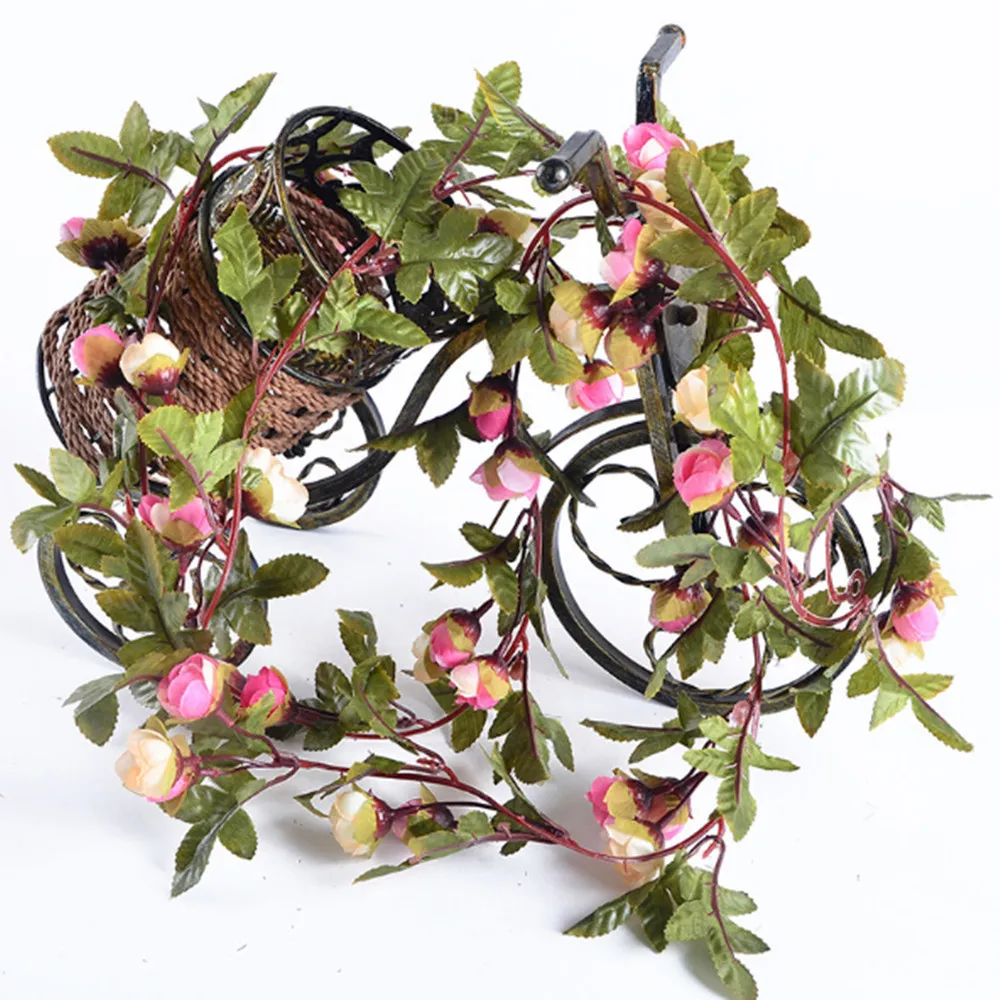 DACHAN HANDMADE 2.2M 25 LEDs Pink Rose Flower Garland Copper Warm LED Fairy String Lights for Christmas Wedding Decoration