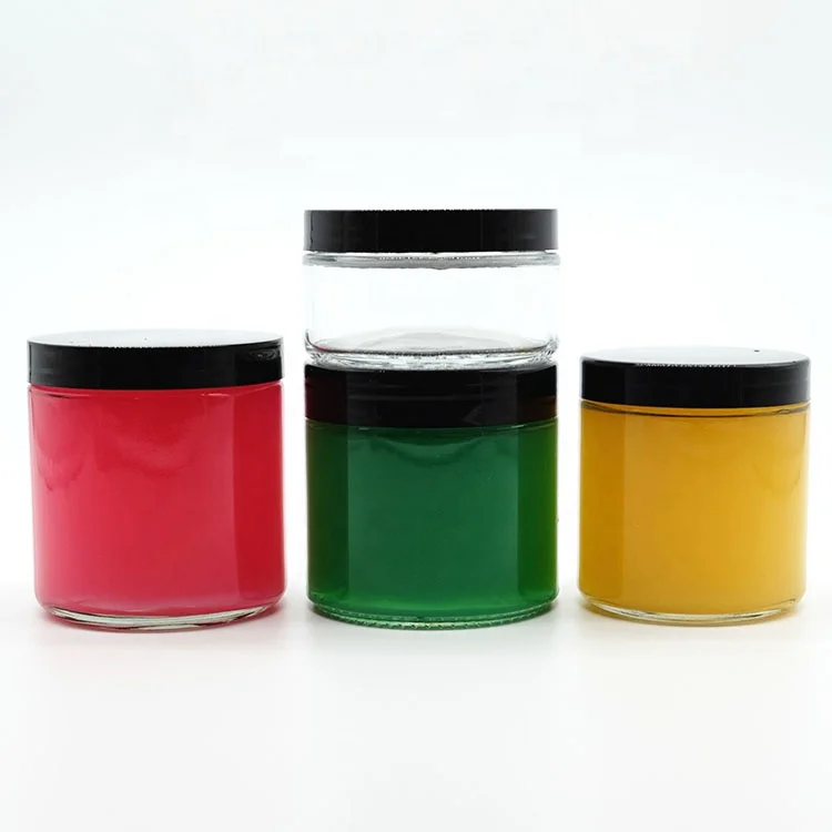 Eco-friendly Glass Clear Jar Straight-Sided Glass Jar with Black Plastic Cap for Juice Honey Hot Sauce Sea Moss Full Size