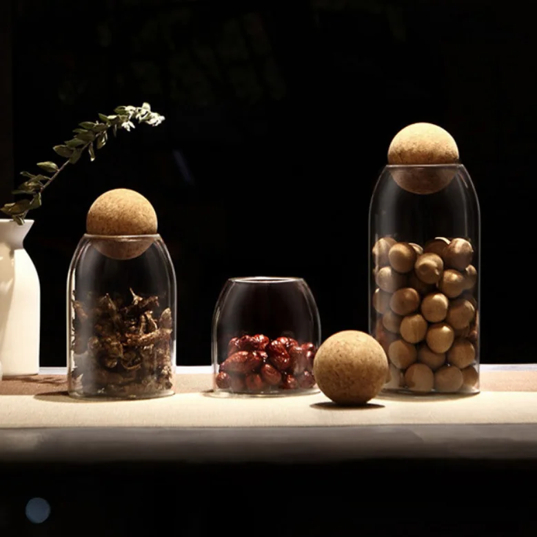 
Christmas gift ball shape wooden lid glass jar 
