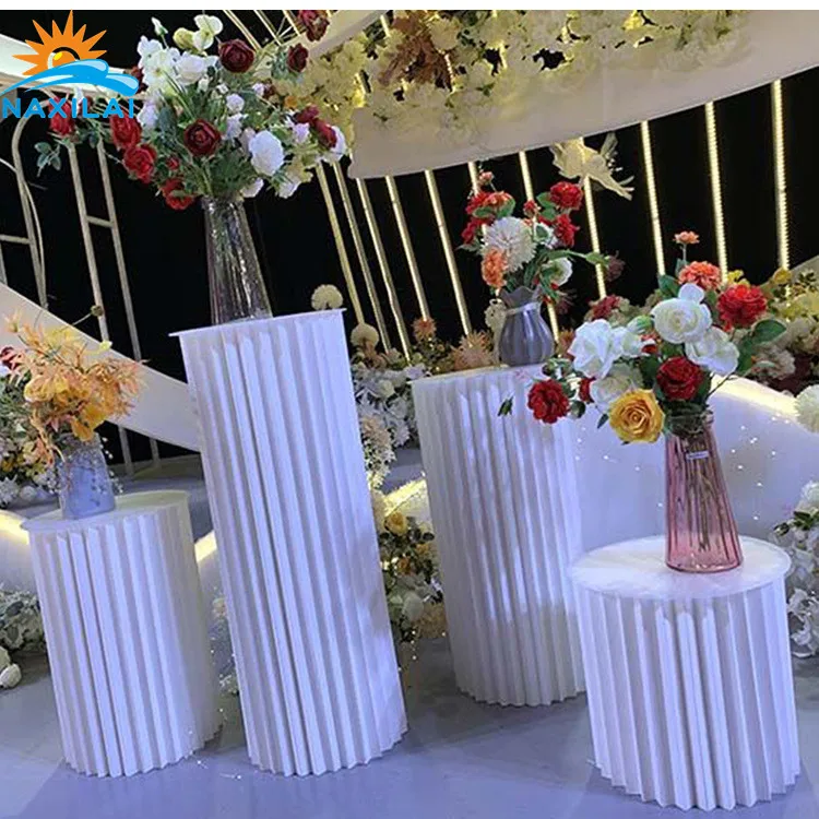 NAXILAI cylinder pedestal display cube 3 piece pedestal table set for wedding