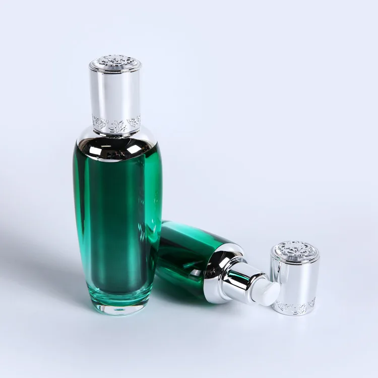 Factory Popular Customized Cosmetics Packaging PMMA Retro Luxury Orchid Face Cream Jar Lotion Essence Bottle Set