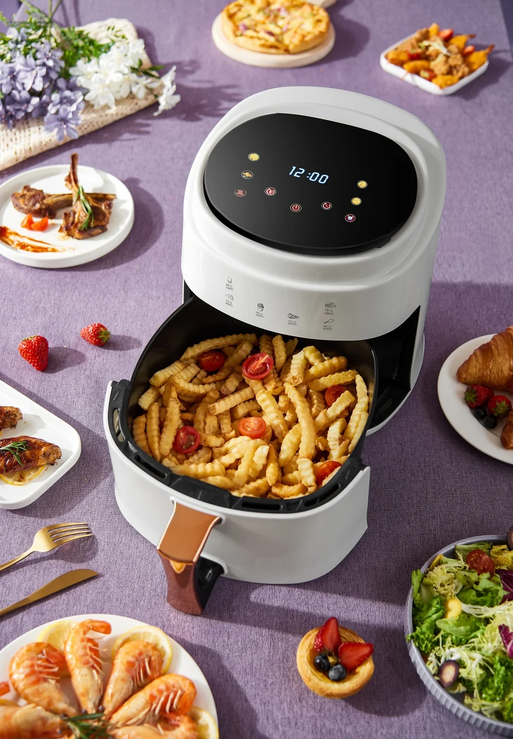 8L large capacity air fryer oven family home smart oilless health 360 degree air circulation heating air deep fryer