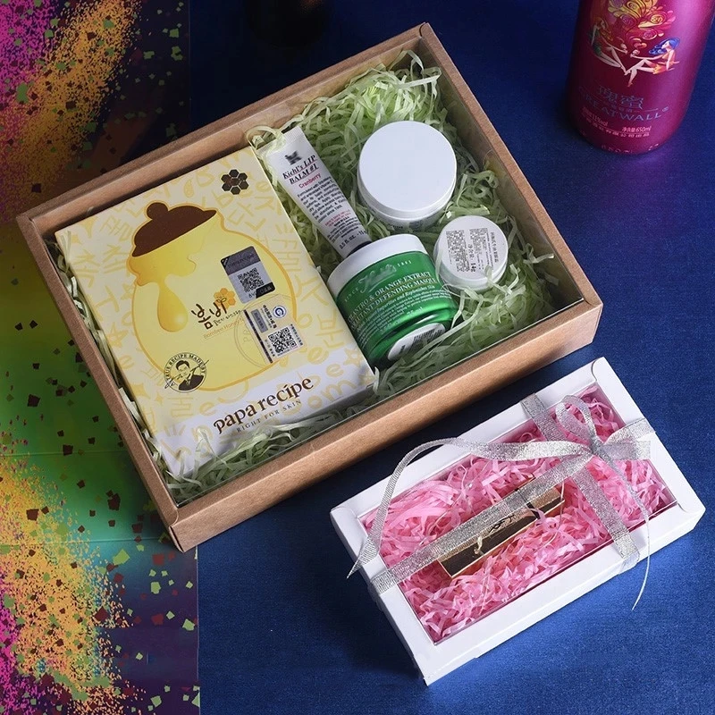 Folding Kraft Paper Box with Transparent PVC Window Gift Box Packaging Box candy favors arts&krafts display package