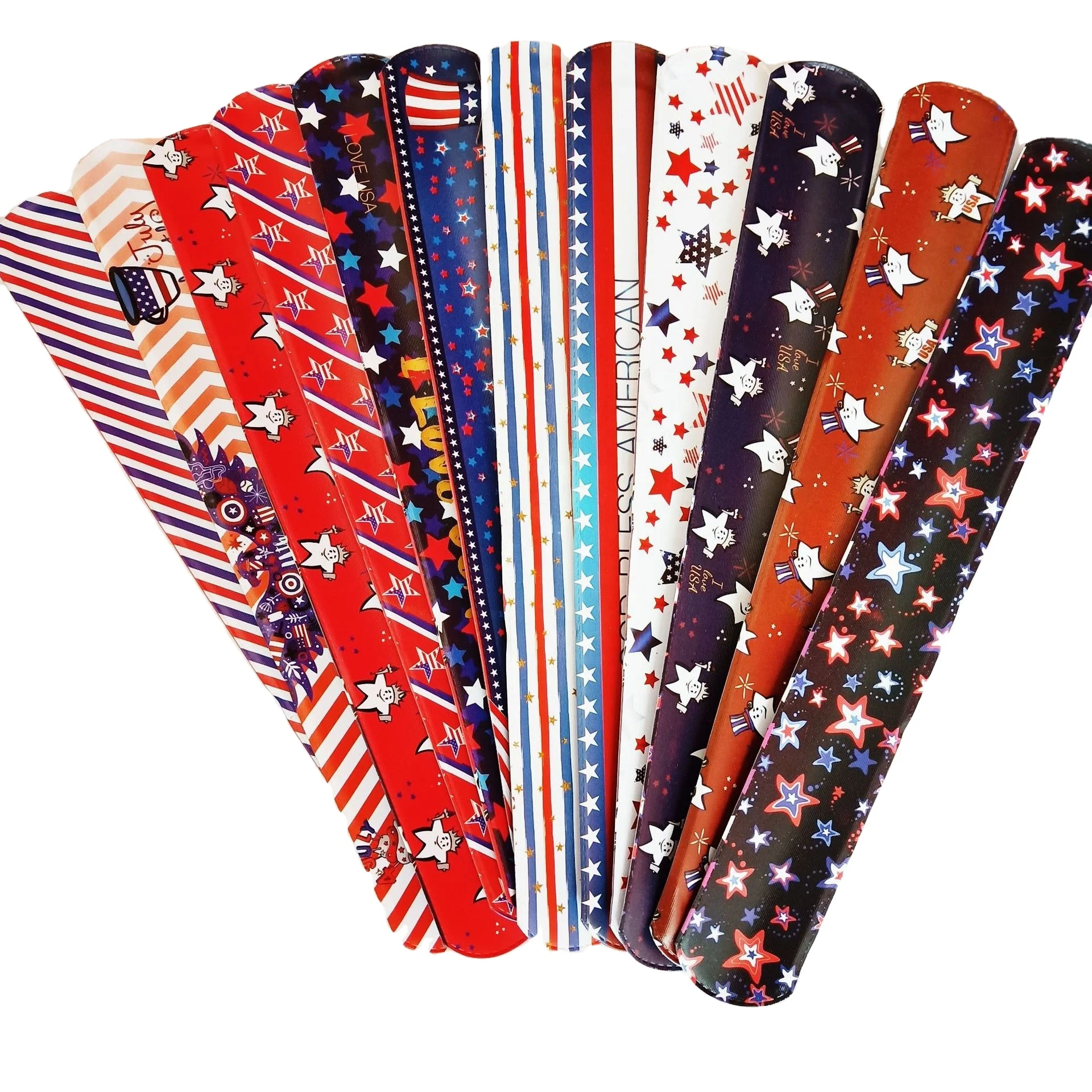 Hot sales Independence Day bracelets wristbands shiny circle bracelet colorful clappers children presents for kids party favors