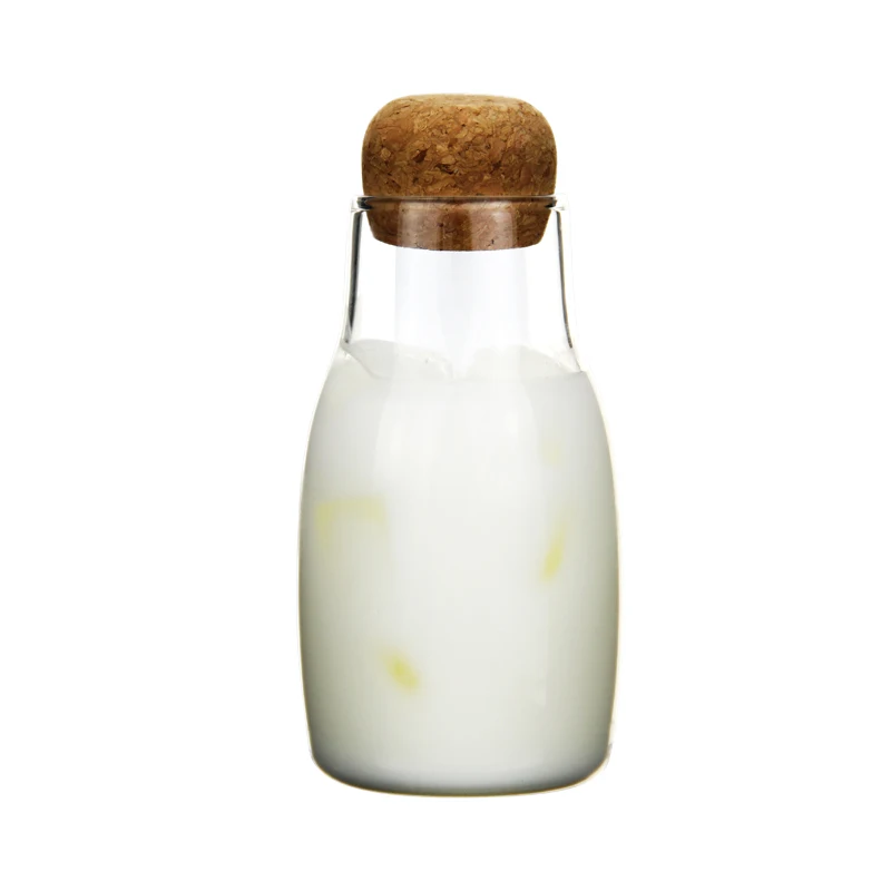 Kitchen Glass Storage jar with cork lid glass water bottle manufacture OEM  jars with unique feeder shape for honey
