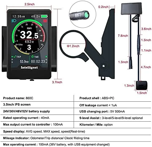 Полноцветный ЖК-дисплей для электровелосипеда 860C Bafang Mid M400 M500 M620 мотор CAN-bike индикатор USB-порты CE