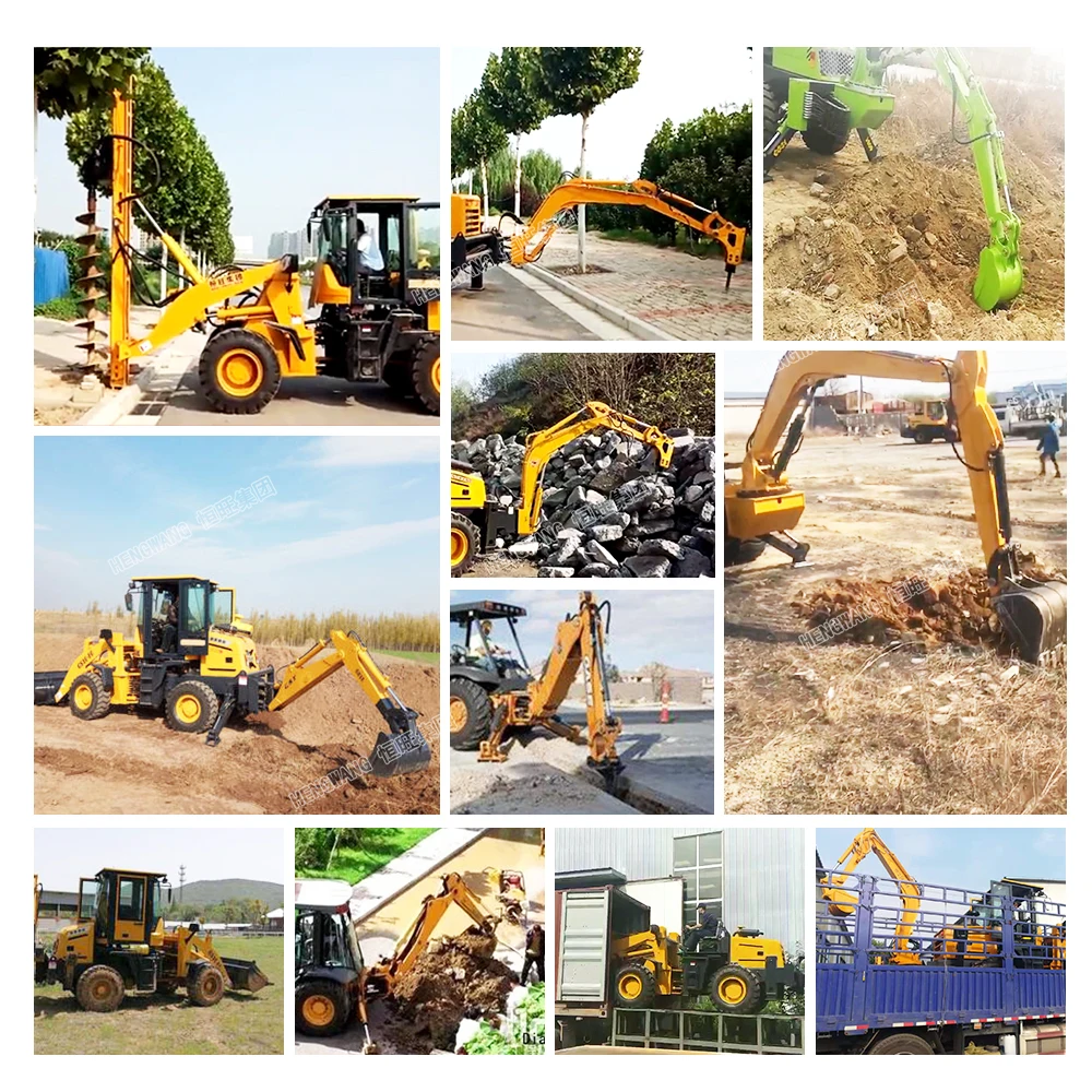 3ton New design Hengwang wheel mini backhoe loader backhoe loaders mini tractopelle price with CE ISO