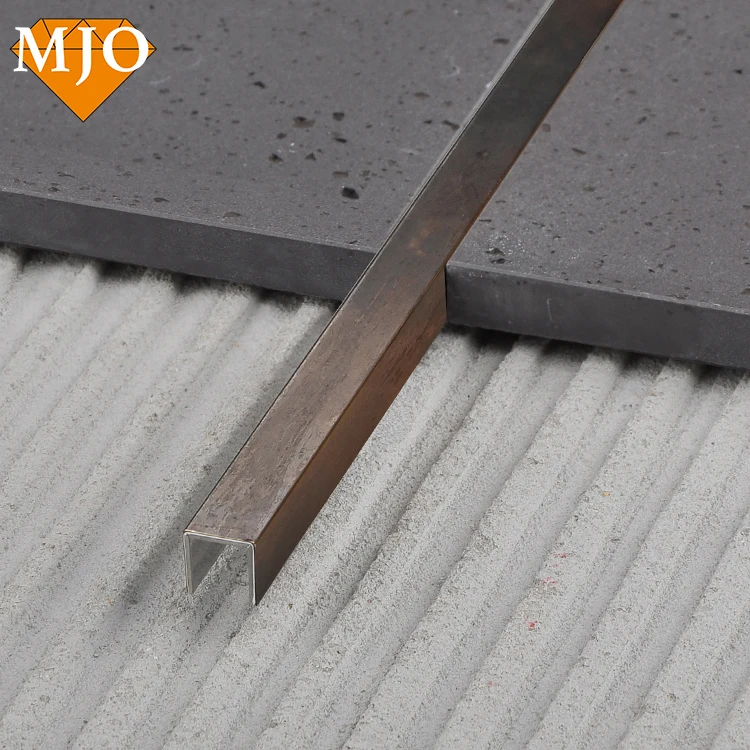 Foshan Factory MJO Brass Tile Trim Copper Tile Trim For Building Wall Decoration U Shape New Style Stainless Steel Tile Trim