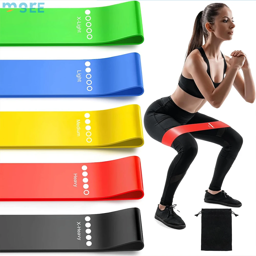 SeeMore Home Fitness Natural Latex Resistance Band Exercise Bands with 5 Resistance Levels