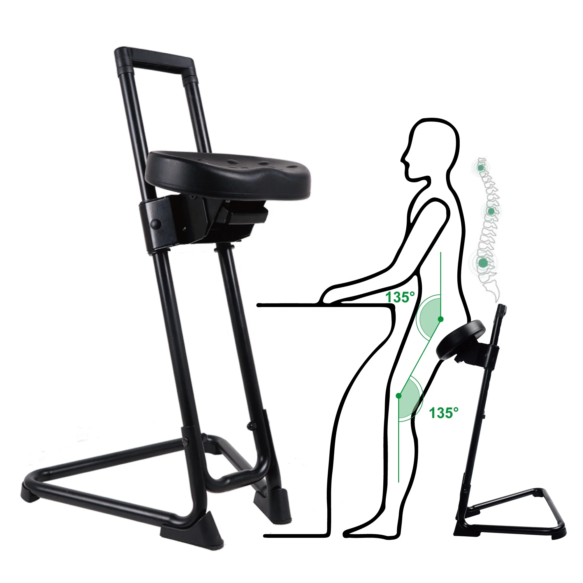 Industrial Ergonomic Chair Sit Stand Stool  in workshops improve employee posture