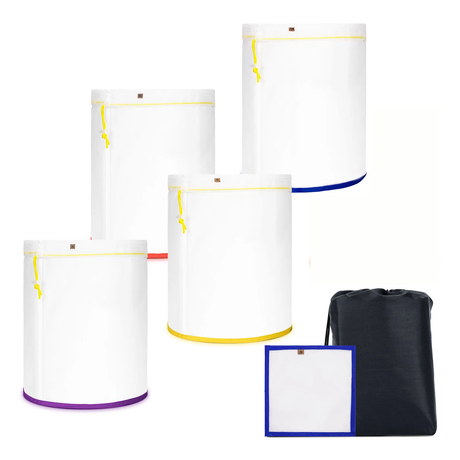 Full Mesh 5 Gallon 4 Bags Set Bubble Bag for Food Strainers, Finest Mesh Nylon Filter bag for cooking milk, nut, coffee, plants