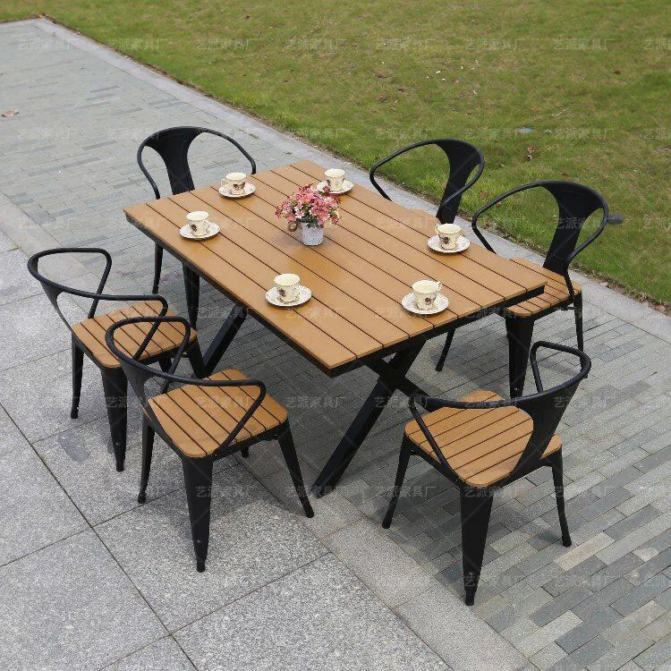 Square Table And 6 Chairs Coffee Shop Table Sets  outdoor  restaurant Dining Set