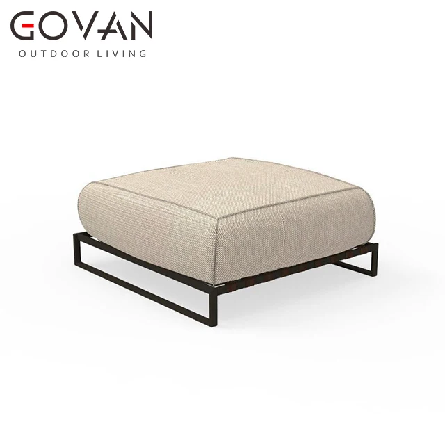 Modern simplicity design hotel villa home leisure furniture garden footstool outdoor stainless steel frame ottoman