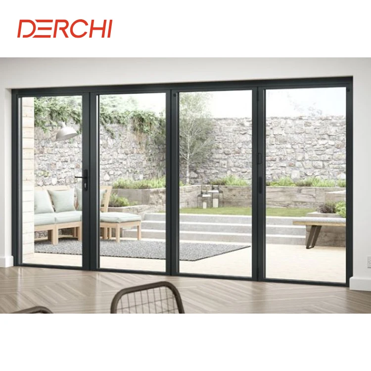 Thermal Break Aluminum Impact proof Soundproof House Exterior Bifold Doors Bi Folding Doors For Patio use