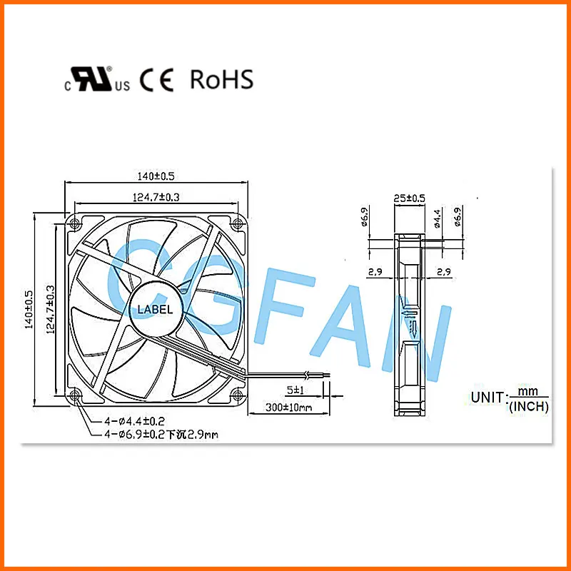 
140mm 140x140x25mm Low Noise Exhaust Fan 14025 12v 24v 48v 2000RPM Dc Brushless Axial Flow Cooling Fan CPU Cooler Fan 