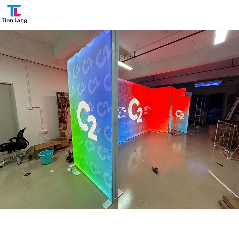 Торговая выставка, напольный портативный двухсторонний тканевый световой короб, профили, алюминиевый светодиодный световой короб Edgelit