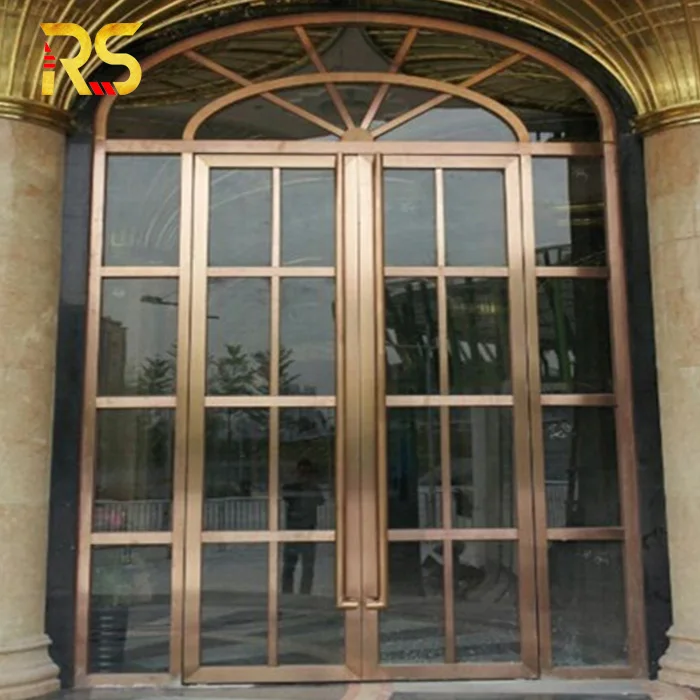 Factory wholesale price stainless steel frame shop storefront door with tempered safety glass