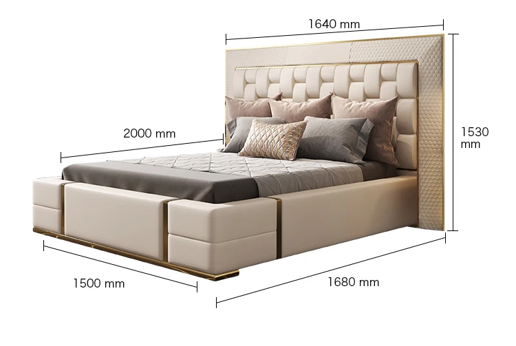 Итальянская роскошная двуспальная кожаная кровать высокого класса современная мебель для спальни комплект кроватей с металлическим каркасом