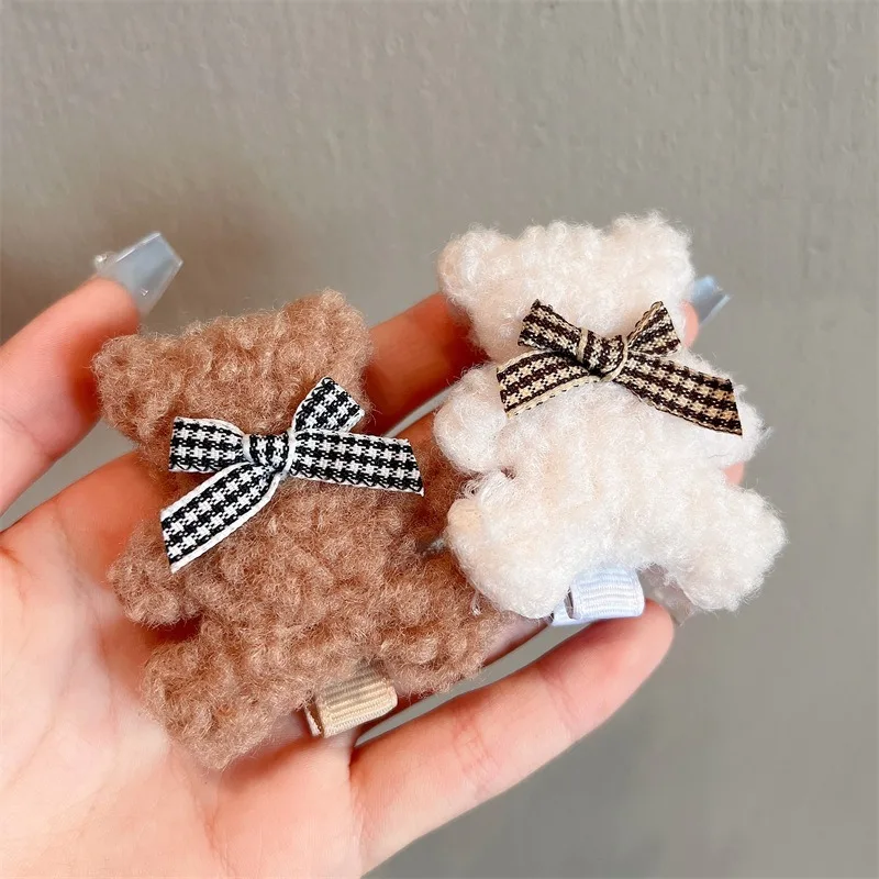 Bear hairpins for girls Hair Clips on hair bangs decorations  children sweet hair clip Accessories