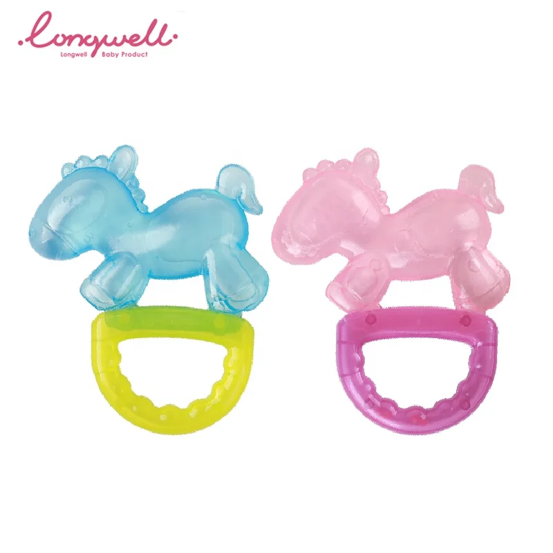 Ningbo Longwell Newborn Teething Infant Rattle Toy EN71 BPA Free EVA Water Filled Baby Teether Animal Horse Rattles And Teethers