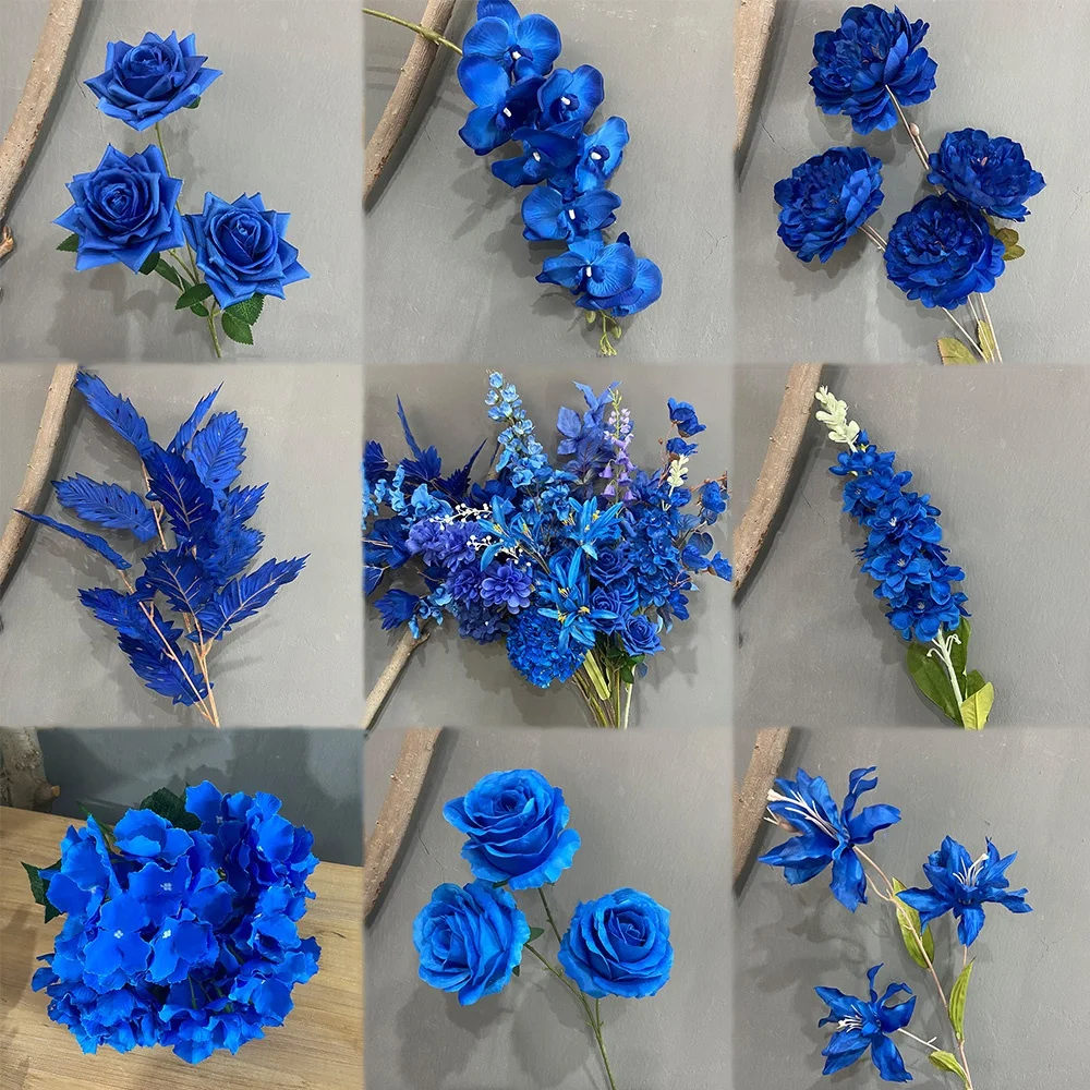 A-823 Artificial Royal Blue Rose Flowers Silk Flower Roses Navy Blue Centerpieces Royal Blue Flower