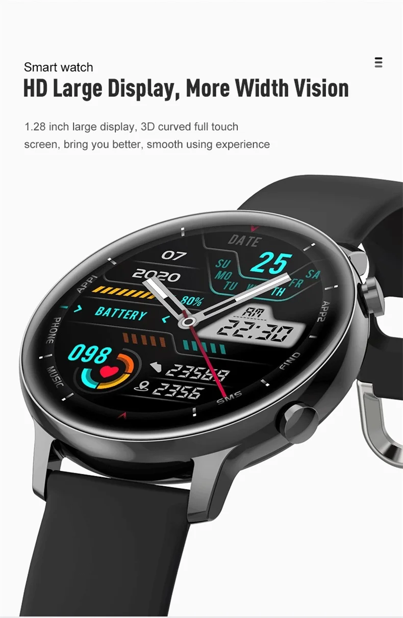 1.28 Inch Touch Screen Smartwatch S33 MTK2502 Chip BT Call Customized Dial Sport Fitness Tracker Music Player Smart Watch (4).jpg