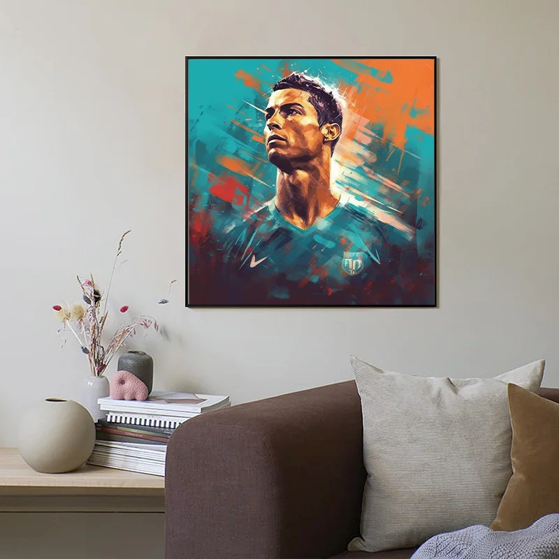 Crystal Porcelain Painting Picture Wall Poster Football Star Ronaldo Print Painting Soccer Star Living Room Decoration