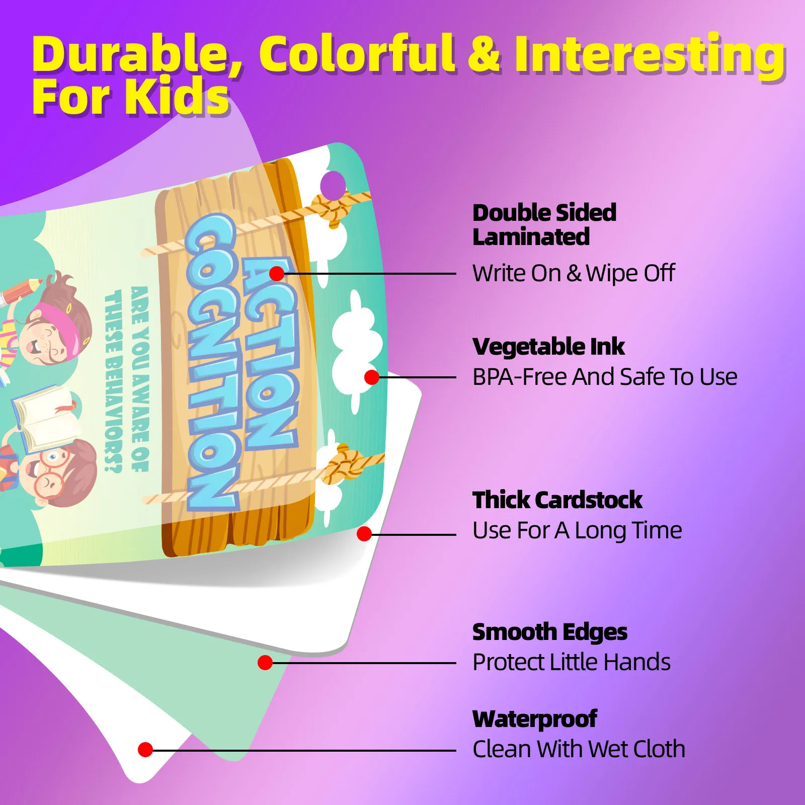 50 PCS Behavioral Cognitive Educational Flash Cards Children Puzzle Early Education Cards Double-sided Fun Puzzle Toy Cards