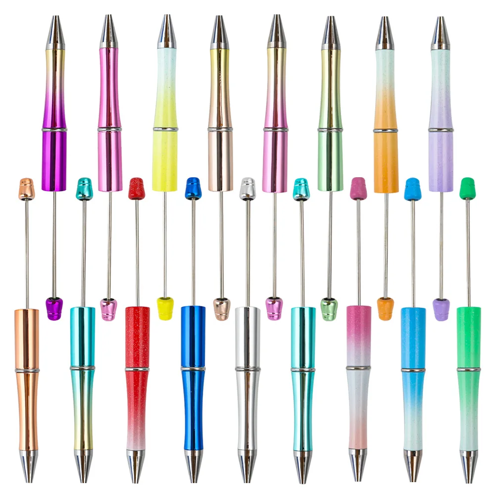 Wholesale DIY beads school office writing ball point pens plastic ballpoint pen custom beaded pens