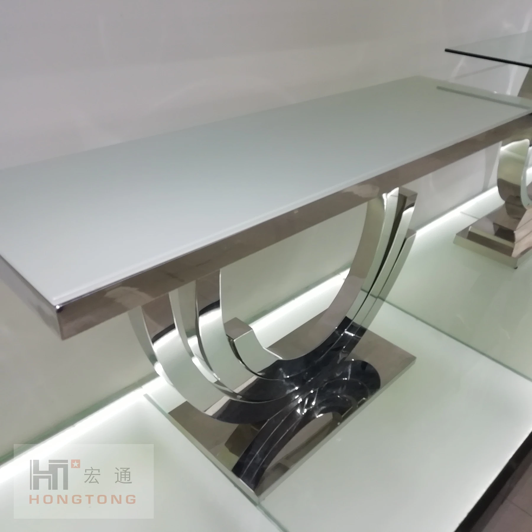Stainless Steel Legs Tempered Glass Console Table Home Furniture