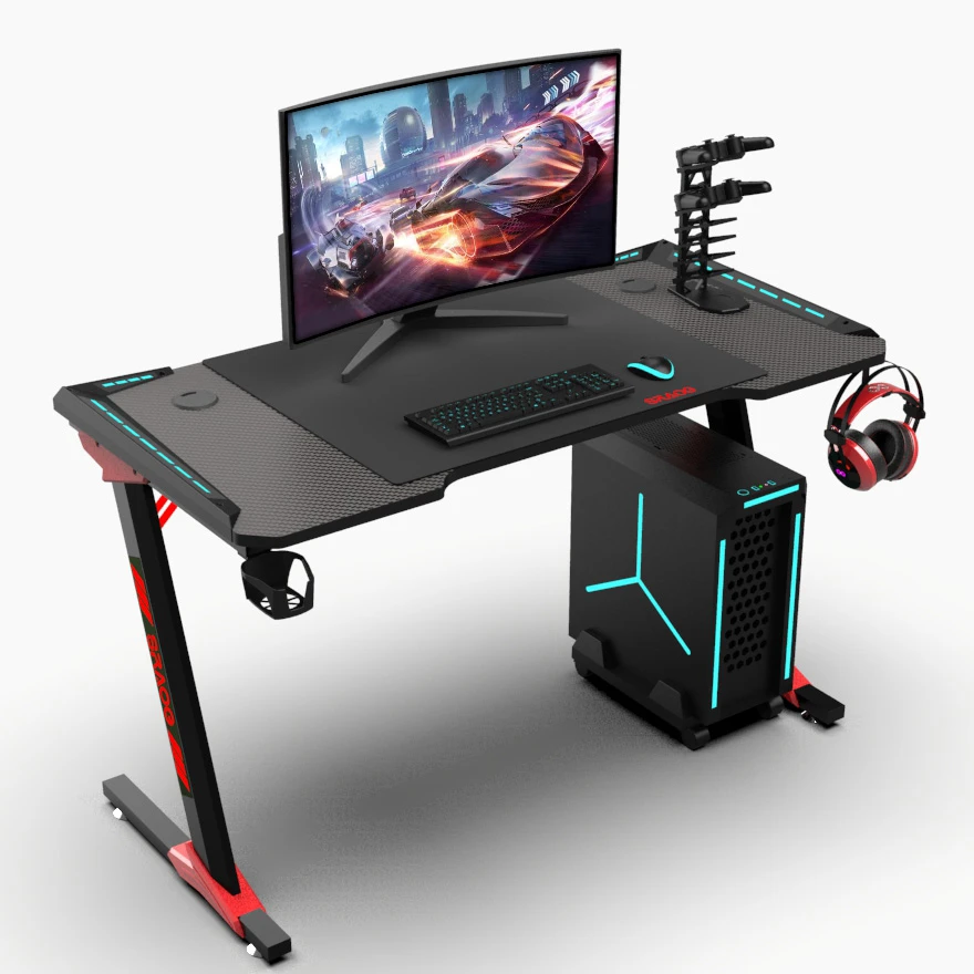 Luxury ergonomic computer table gaming pc laptop table set