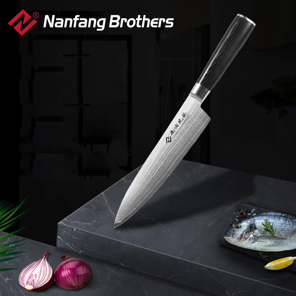Nanfang Brothers Ultra Sharp Damascus Kitchen Knife Pro Micarta Handle Chef Knife