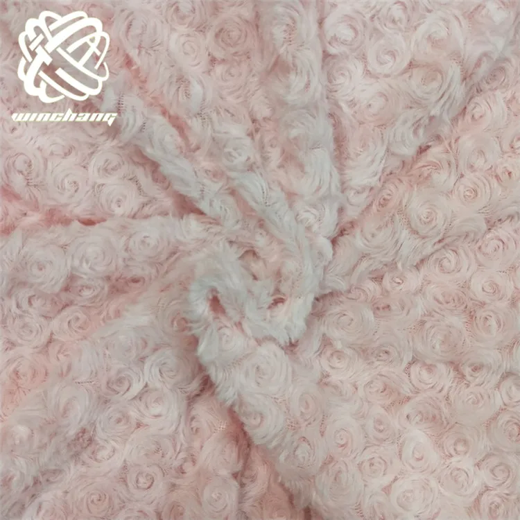 Keqiao Factory Lowest Wholesale Price Rose Wreath Style Pattern Short Fur Faux Rabbit Fur Plush Fabric For Garment Toy Bag