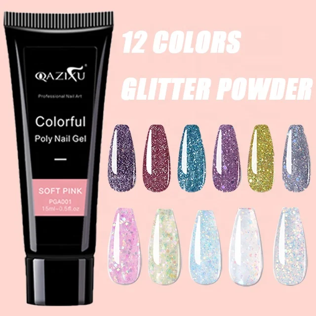 3 in 1 Chinese Good price Factory Supplier Quick Building Finger Extension Long Lasting Glitter Acrylic Powder Gel Soak off UV G