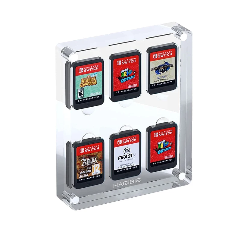 Custom Acrylic Game Card Holder Game Storage Case Box for Shockproof Cartridge Holder with 16 Games Card & 8 SD Cards