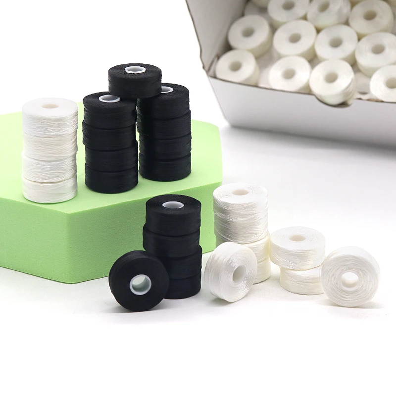 Universal 144pcs/box bobbin thread White/ Black 75D/2 100% Polyester Pre-wound Bobbins Threads