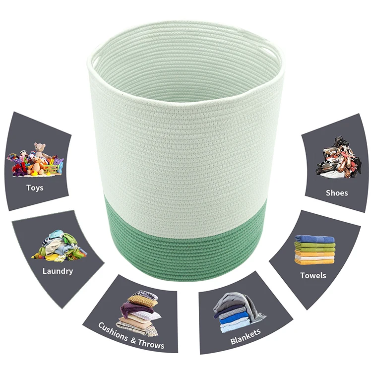 Extra Large 100% Natural Cotton Rope Woven Storage Basket for Storage Cotton Laundry Basket Blankets Toys